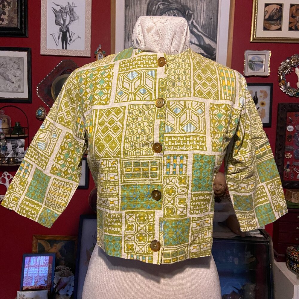 Vintage Mid Century Modern Button Up Shirt 1950's to 1960's 100% Cotton